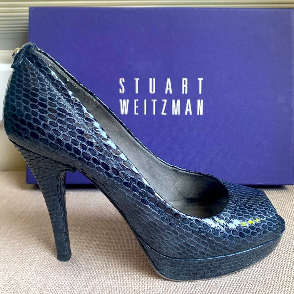 Stuart Weitzman Provence Sea Crystal Snake Heels